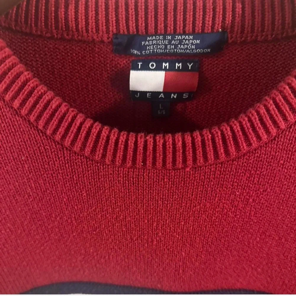 Vintage Tommy Hilfiger Made in Japan Red Crewneck Sweater Size Men’s Large